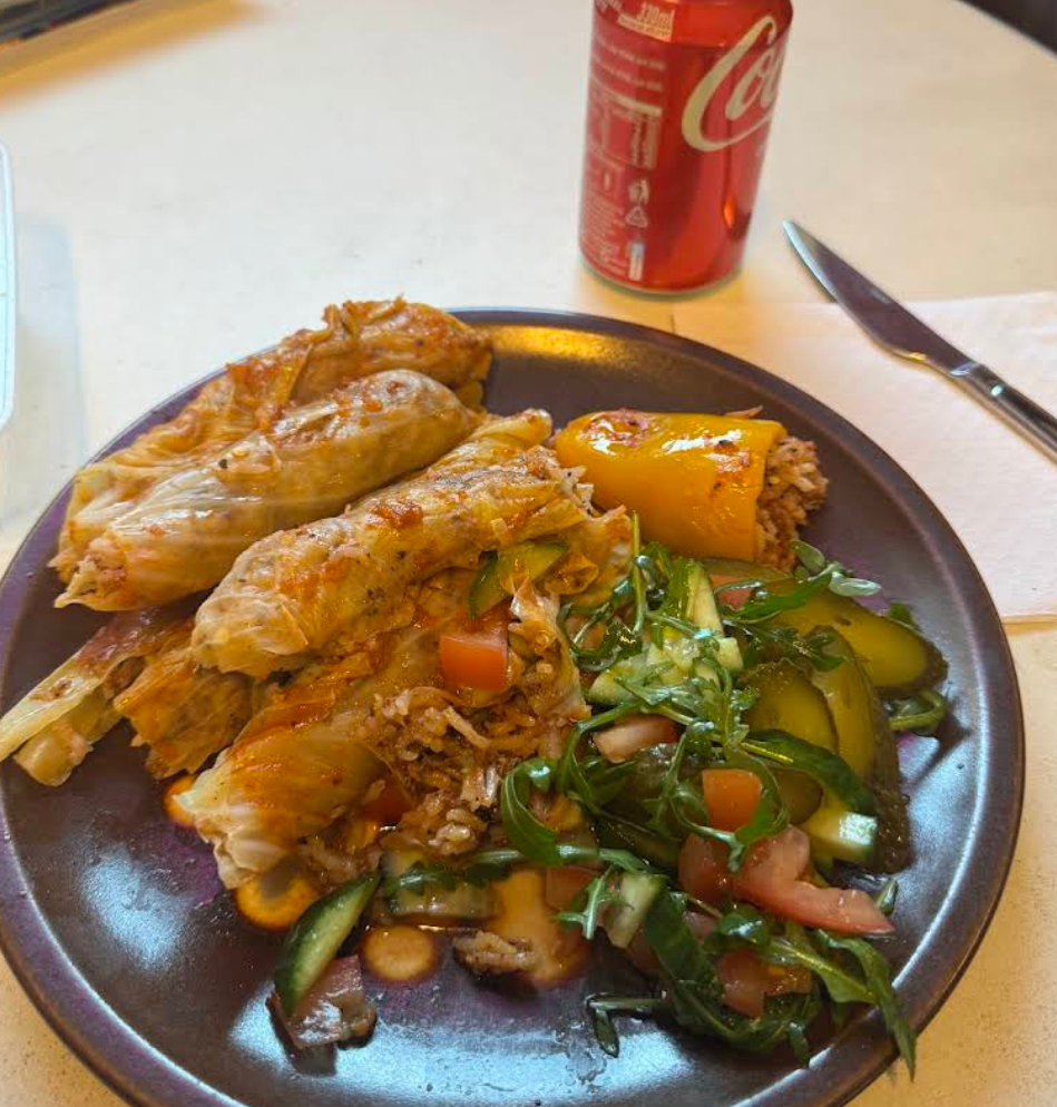 Stuffed cabbage rolls with salad